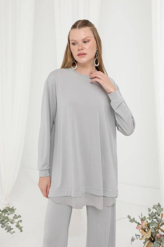 Luxury Cotton & Chiffon Set – Model 17