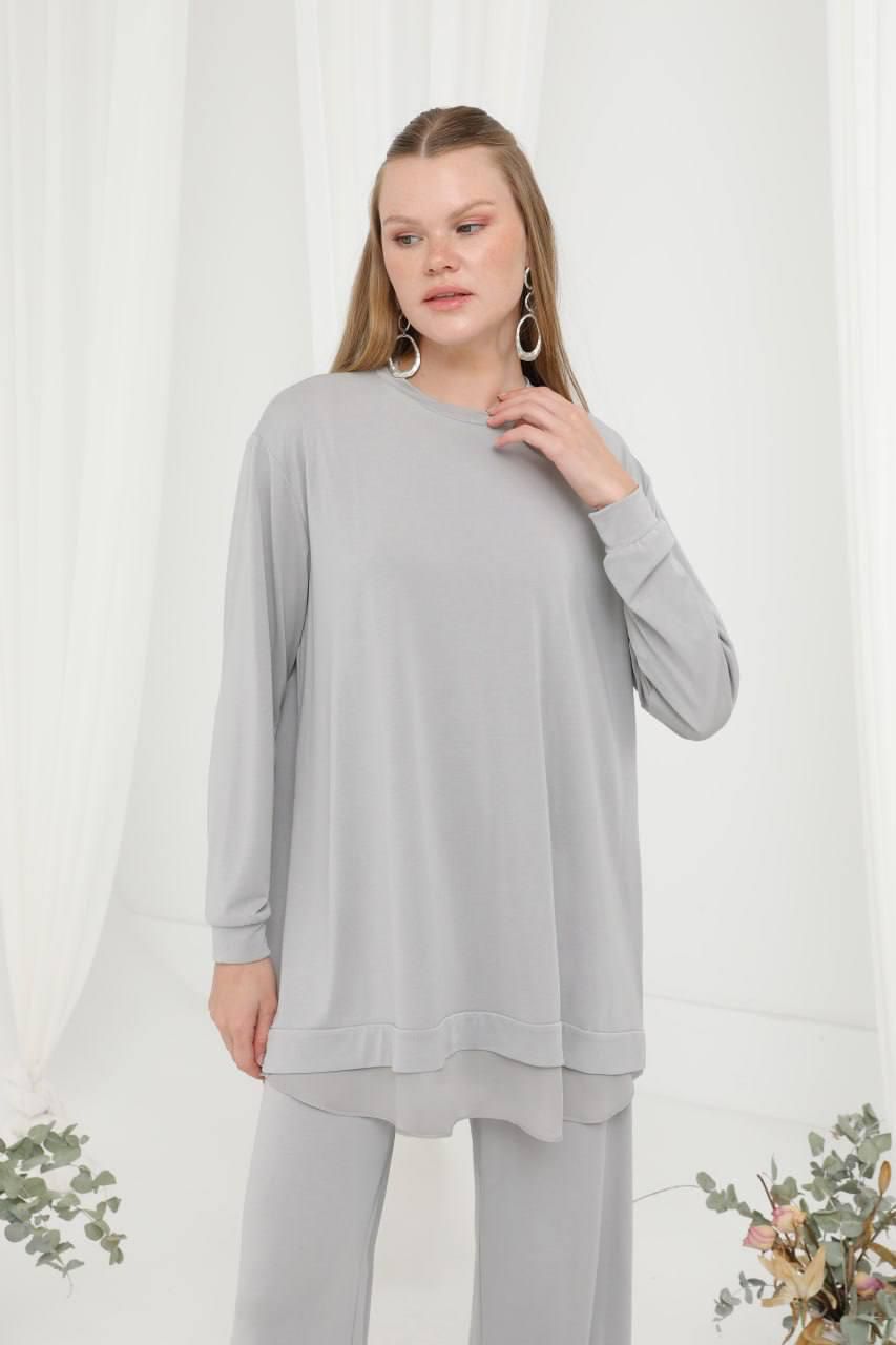 Luxury Cotton & Chiffon Set – Model 17