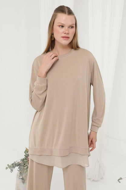 Luxury Cotton & Chiffon Set – Model 17